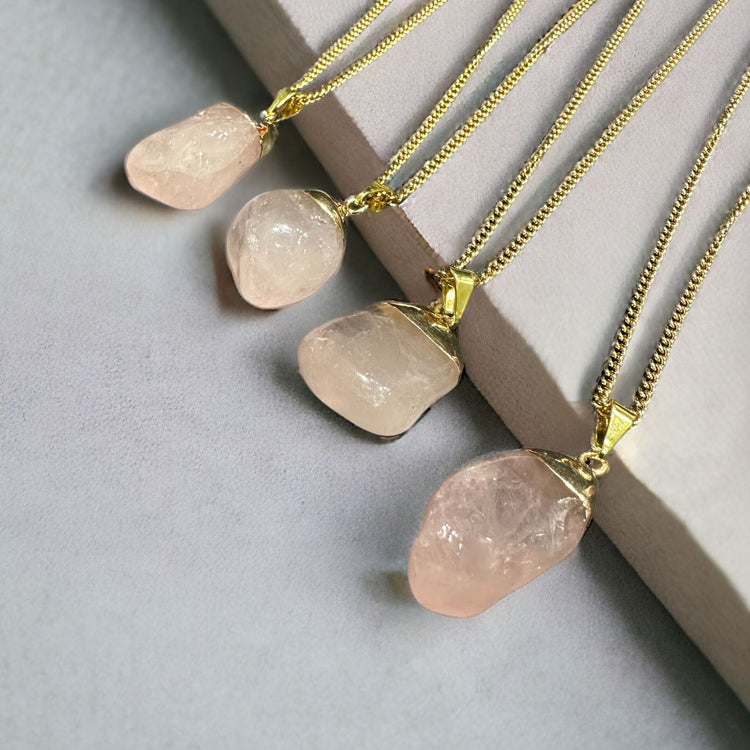 Gold-Dipped Rose Quartz Necklace