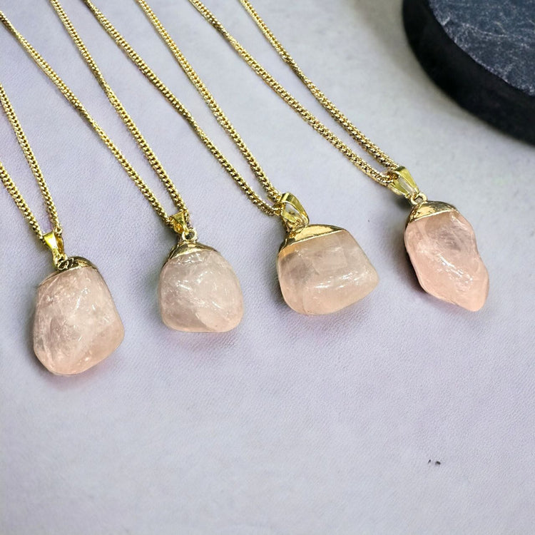 Gold-Dipped Rose Quartz Necklace