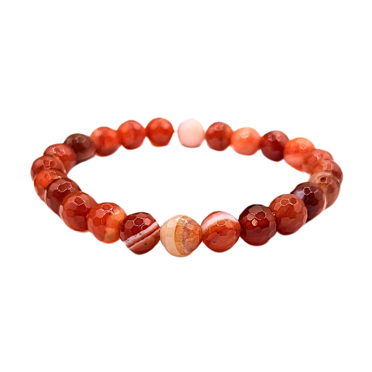 Banded Carnelian Crystal Bracelet - Protection | Good Luck | Confidence