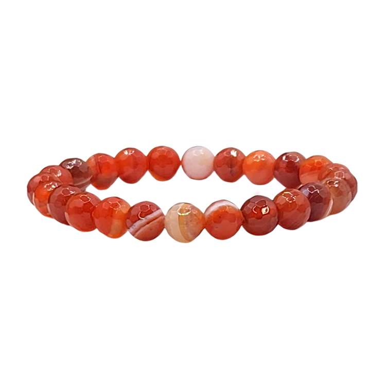 Banded Carnelian Crystal Bracelet - Protection | Good Luck | Confidence