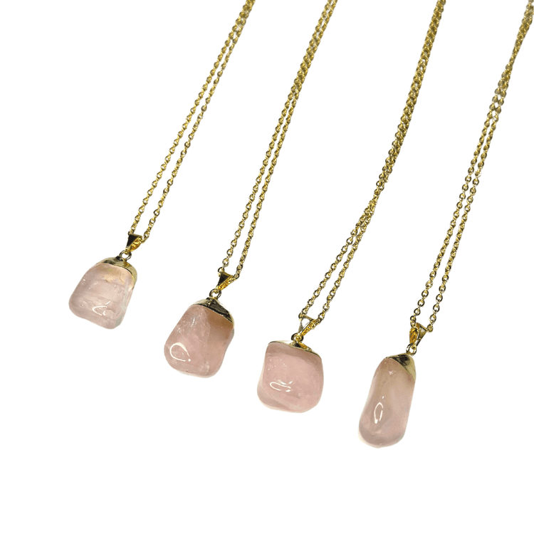 Gold-Dipped Rose Quartz Necklace