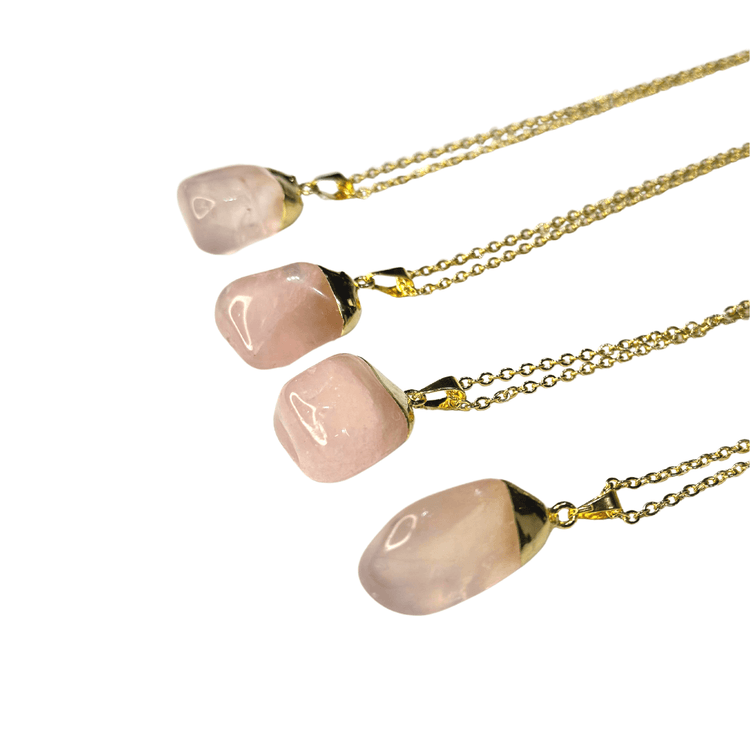 Gold-Dipped Rose Quartz Necklace