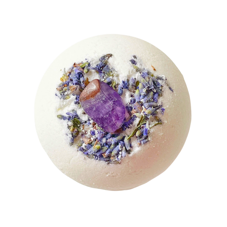 Amethyst & Lavender Crystal-Infused Bath Bomb | Stress Relief & Healing