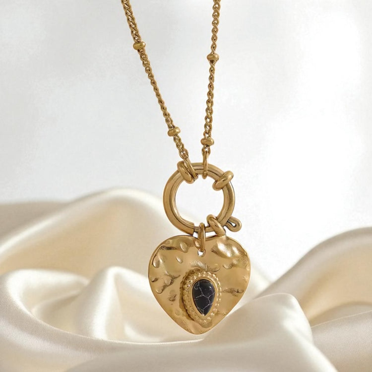 Onyx Heart Vintage Necklace