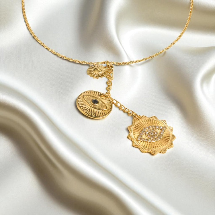 Evil Eye Three Charm Necklace