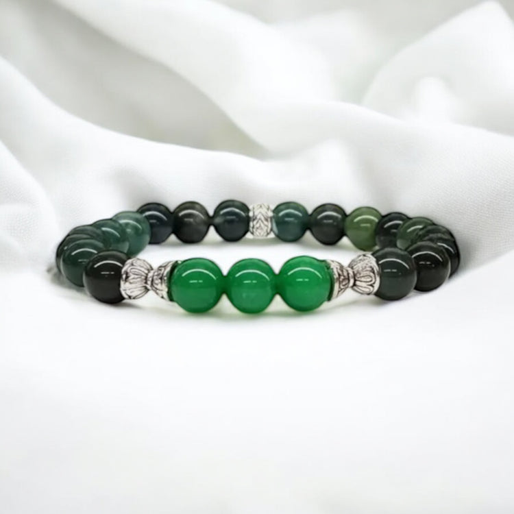 Manifesting Millions Crystal Bracelet - Green Jade | Moss Agate