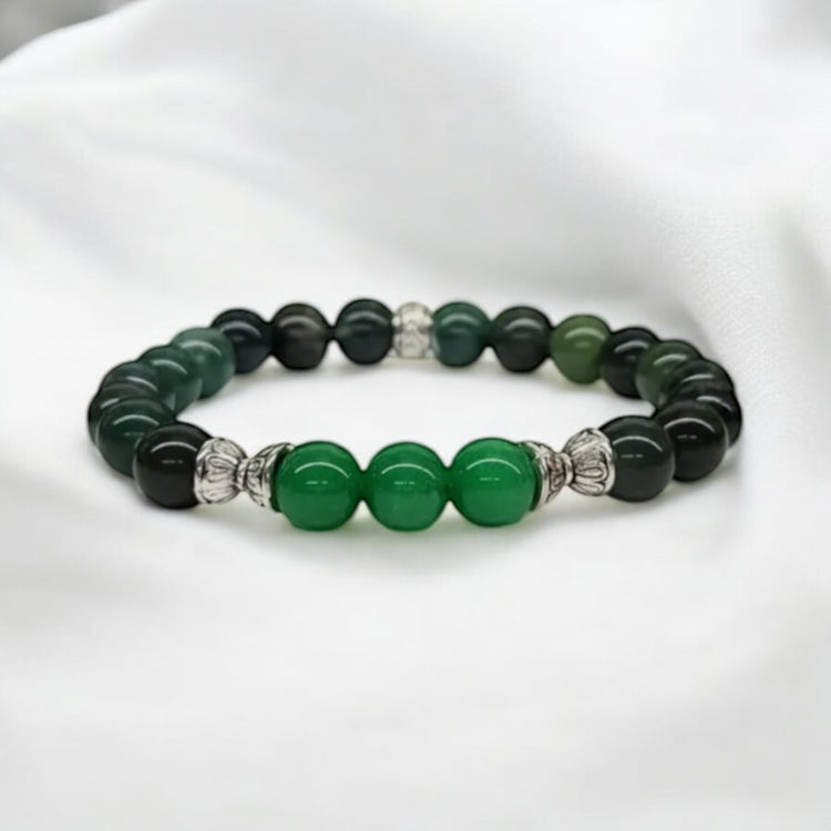 Manifesting Millions Crystal Bracelet - Green Jade | Moss Agate