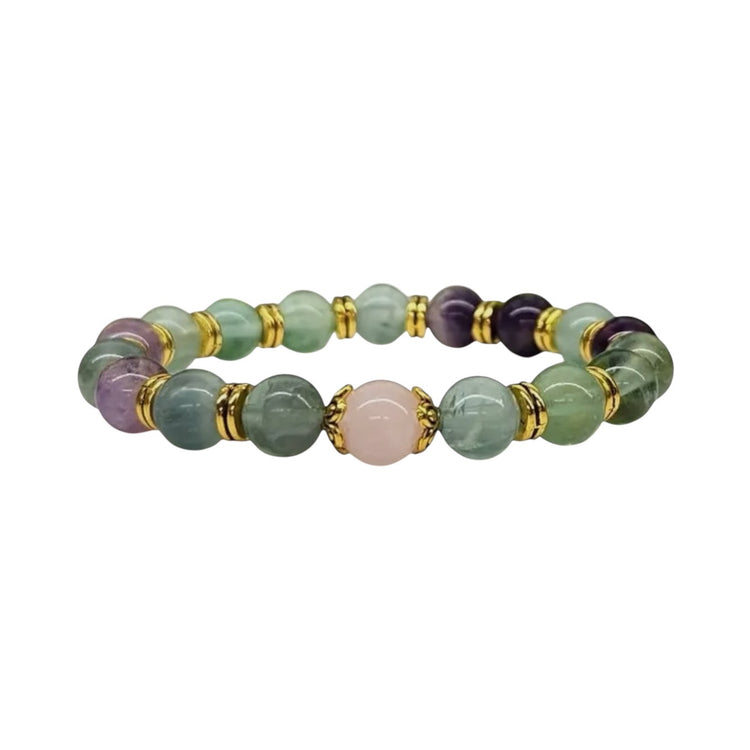 Inner Peace Crystal Bracelet - Rainbow Fluorite | Rose Quartz