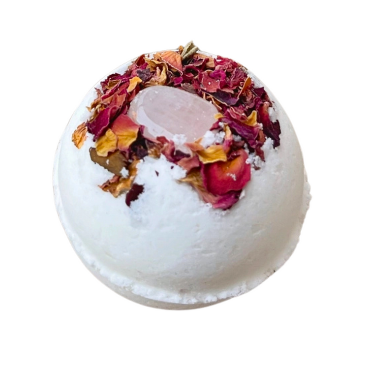 Rose Quartz & Rose Crystal-Infused Bath Bomb | Love, Self Love & Emotional Healing