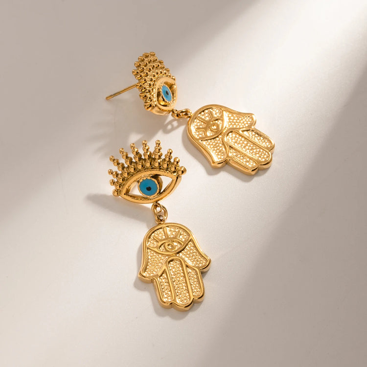 Evil Eye & Hamsa Hand Earrings