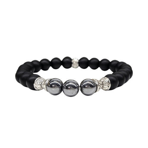 Terahertz & Matte Black Obsidian Crystal Bracelet