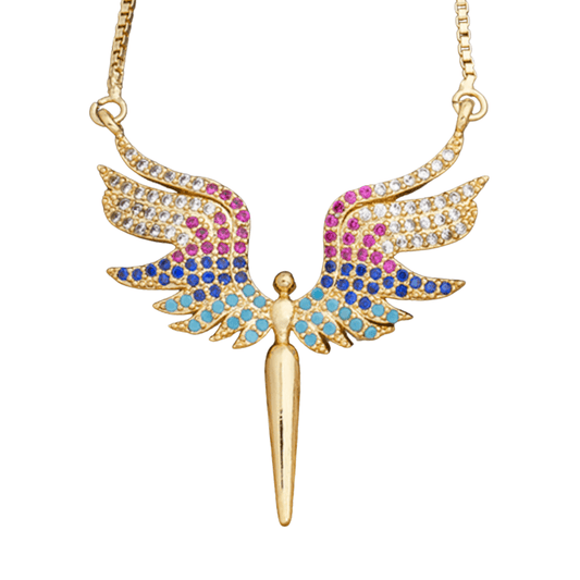 Guardian Angel Necklace w/ Colored Zircons