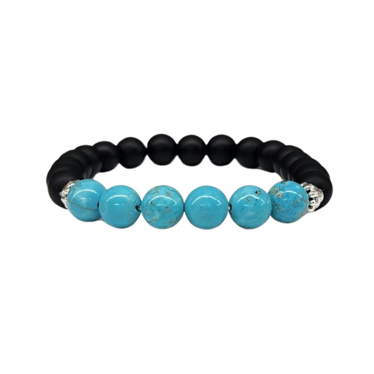 Turquoise & Matte Black Obsidian Bracelet - Harmony | Protection | Self-Awareness
