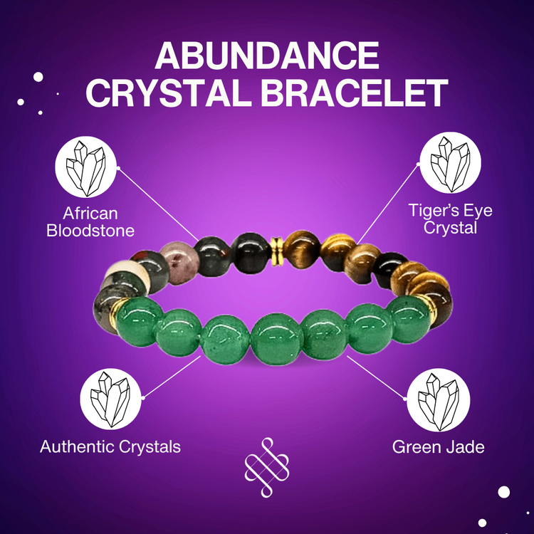 Abundance Crystal Bracelet - Green Jade/Tiger's Eye/African Bloodstone