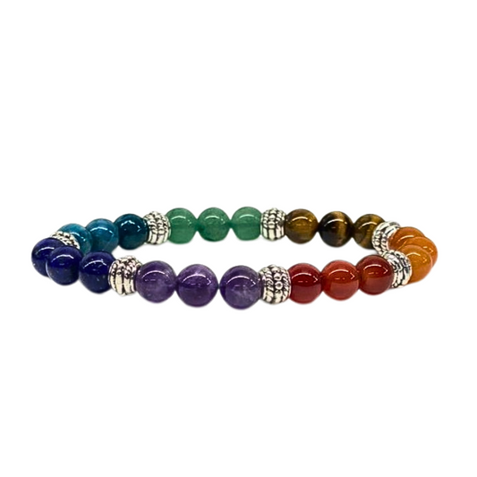 Seven Chakra 21 Bead Crystal Bracelet - Chakra Healing / Balance