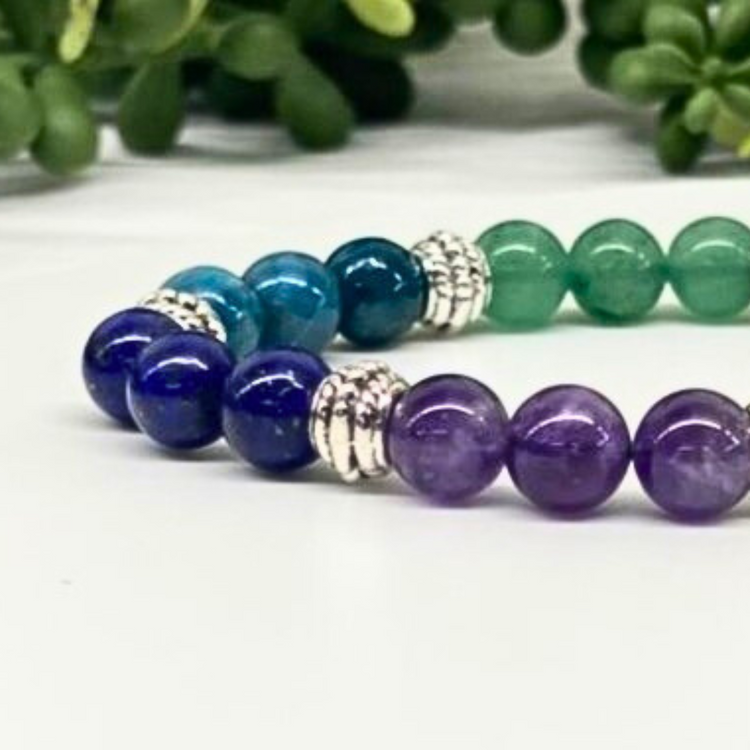 Seven Chakra 21 Bead Crystal Bracelet - Chakra Healing / Balance