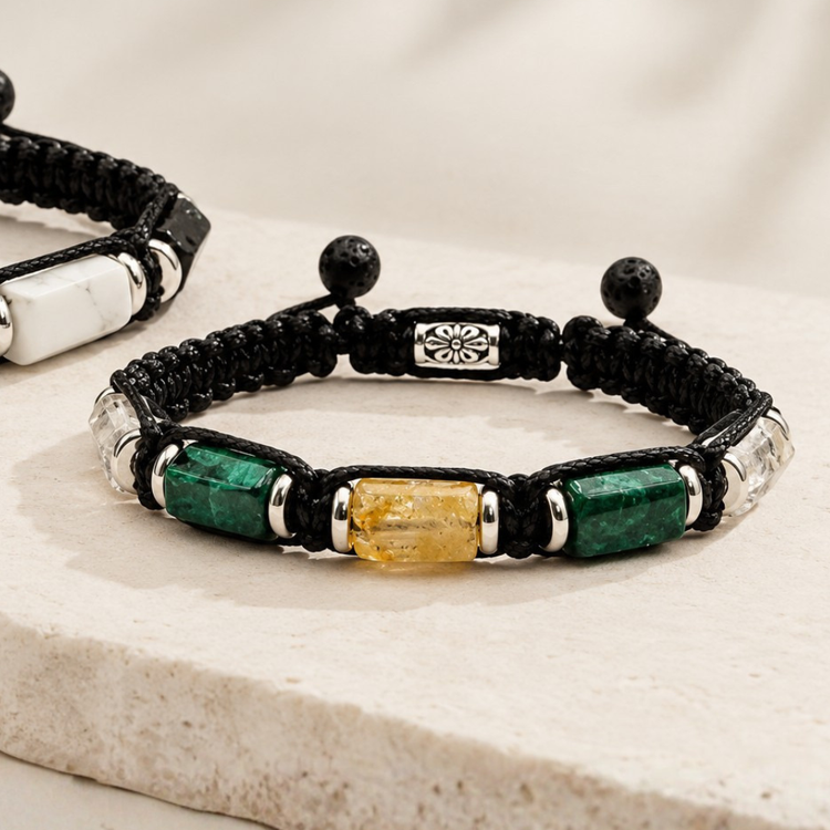 Transformation Woven Bracelet - Clear Quartz | Malachite | Citrine