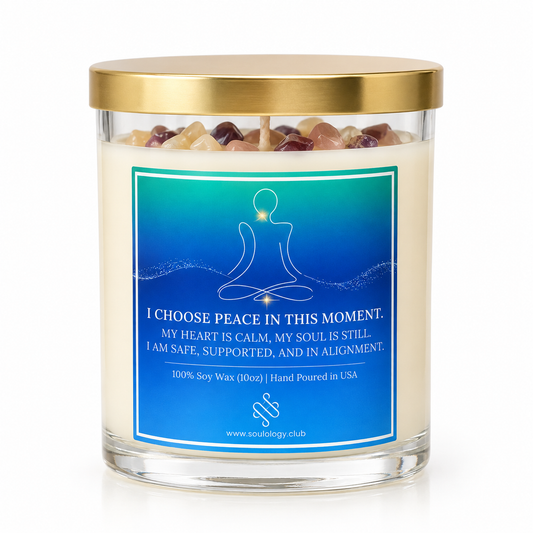 Calm & Peace Crystal Affirmation Candle