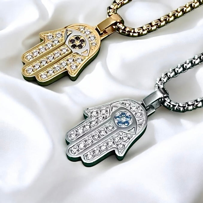 Hamsa Hand Necklace w/ AAA Grade Cubic Zircons