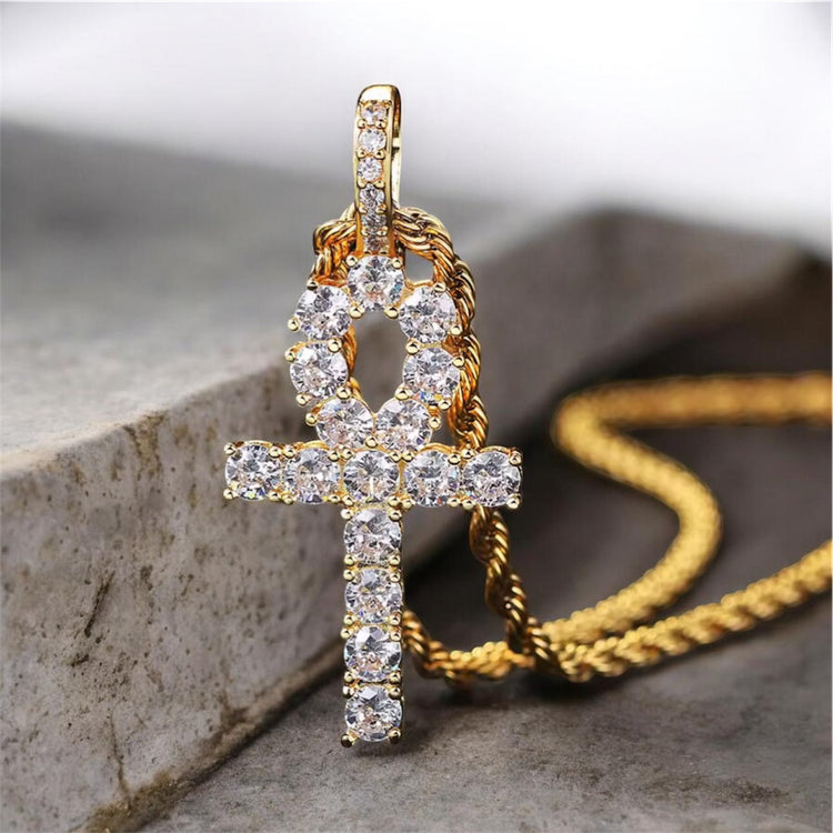 Ankh Neckalce w/ Cubic Zircons