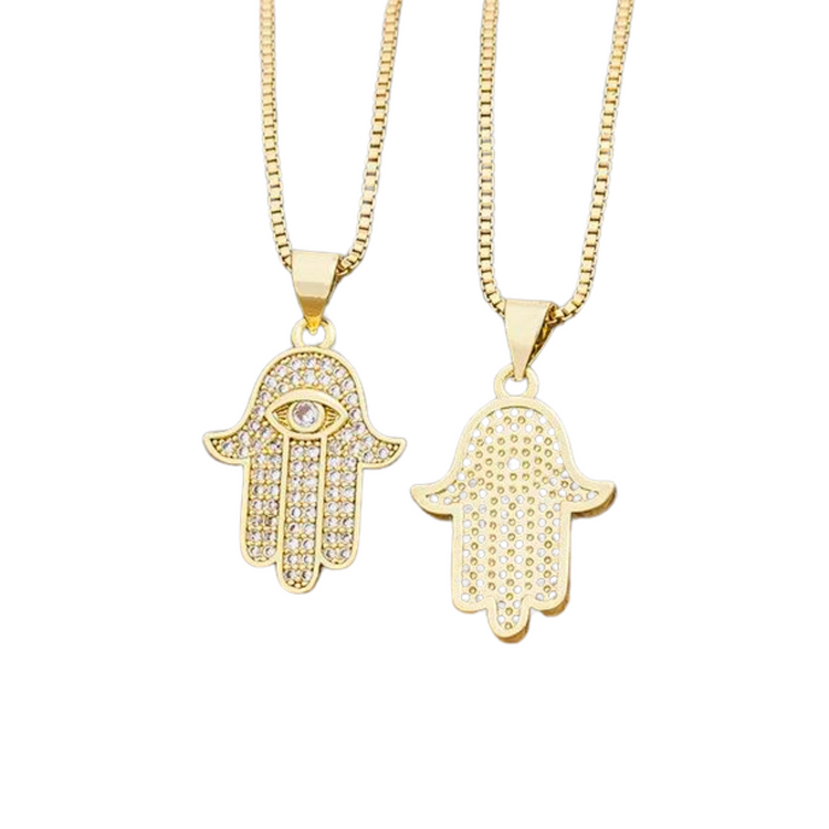 Hamsa Hand Cubic Zircon Necklace