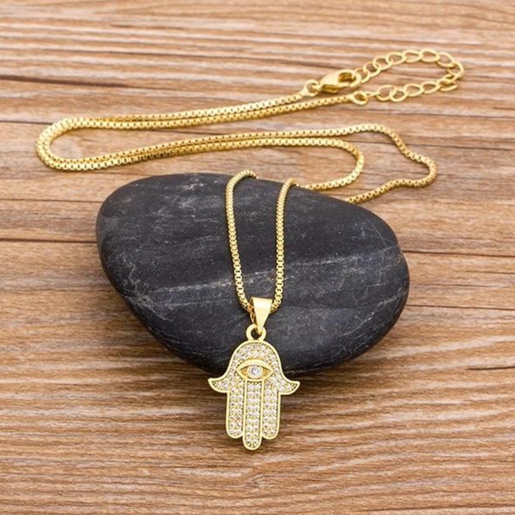 Hamsa Hand Cubic Zircon Necklace