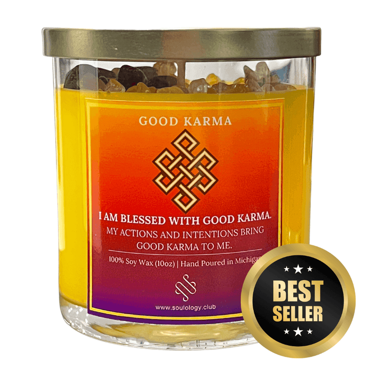 Good Karma Crystal Manifestation Candle - Karmic Cleansing