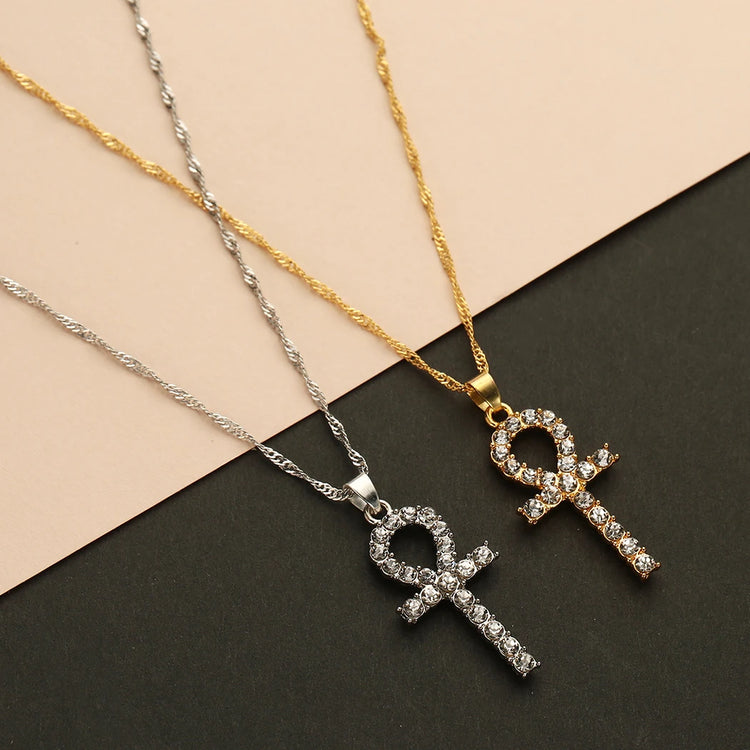 Ankh Neckalce w/ Cubic Zircons