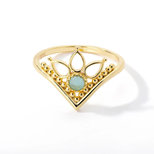 Lotus Ring w/ Opal Crystal