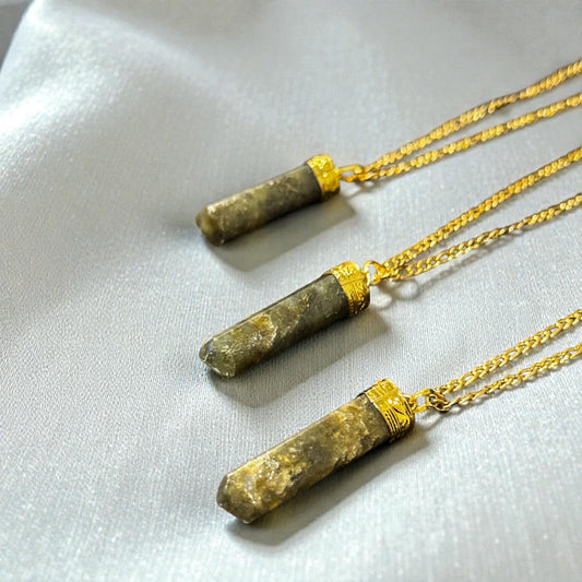 Labradorite 3-Sided Point Necklace