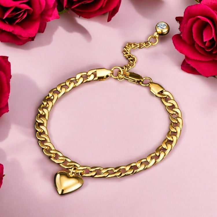 Heart Loose Cuban Link Anklet