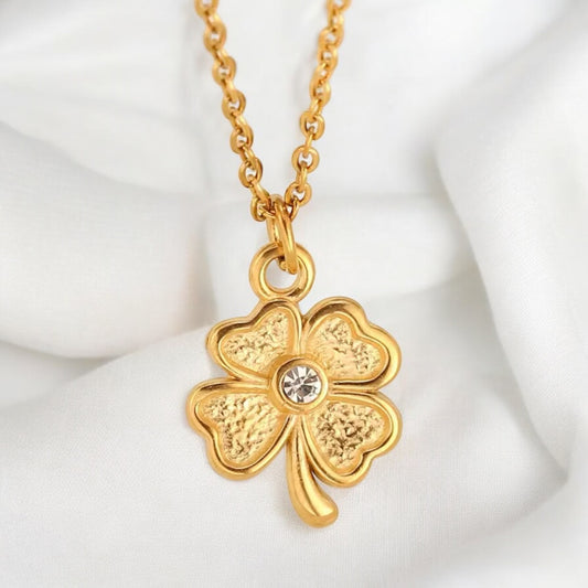 Four Leaf Clover Necklace w/ Cubic ZIrcon