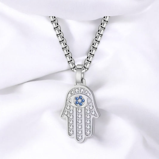 Hamsa Hand Necklace w/ AAA Grade Cubic Zircons