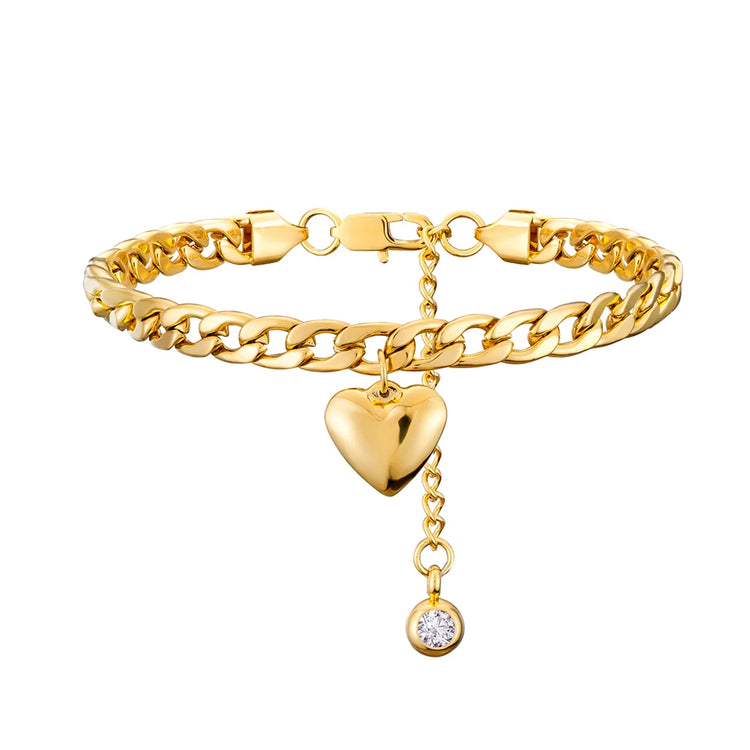 Heart Loose Cuban Link Anklet