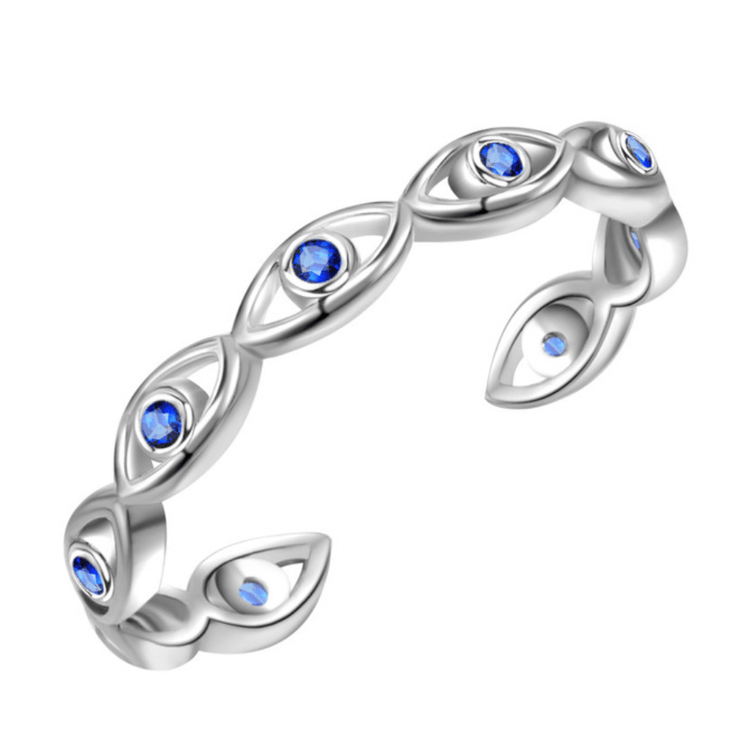 Evil Eye Blue Cubic Zircon Ring