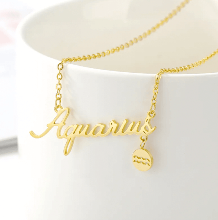 Zodiac Cursive Nameplate