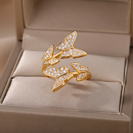 Butterfly Pair Ring w/ Cubic Zircon