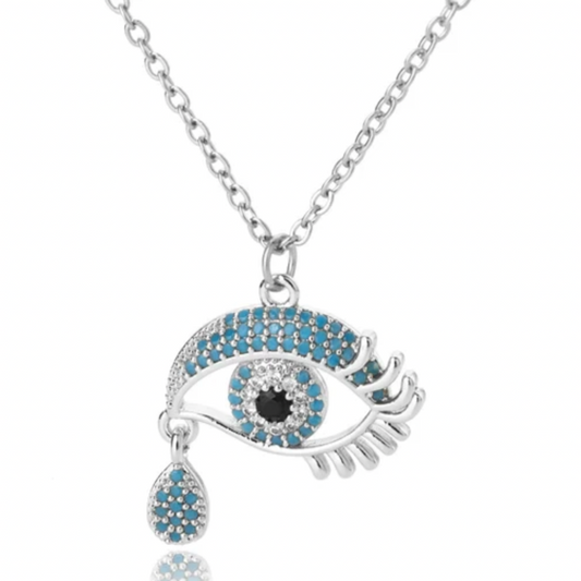 Tear Drop Evil Eye Necklace