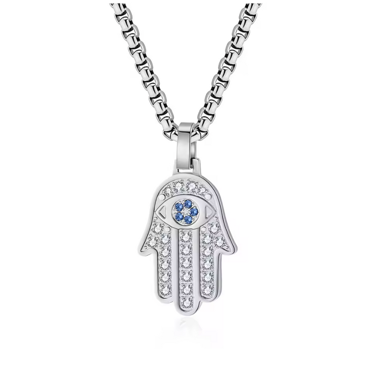 Hamsa Hand Necklace w/ AAA Grade Cubic Zircons