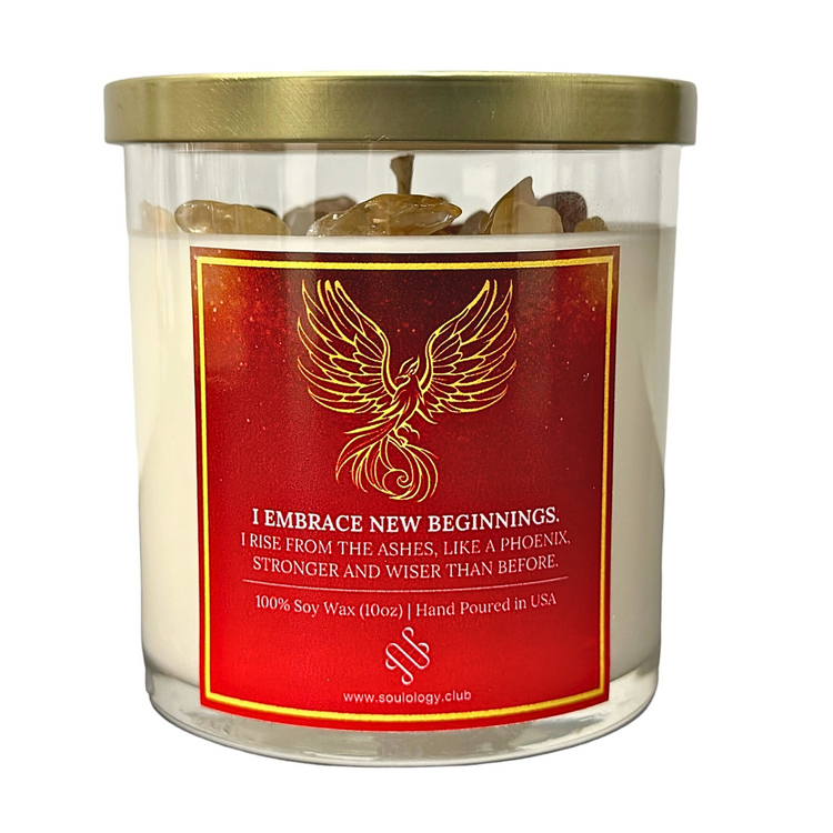 Phoenix Rising Crystal Affirmation Candle