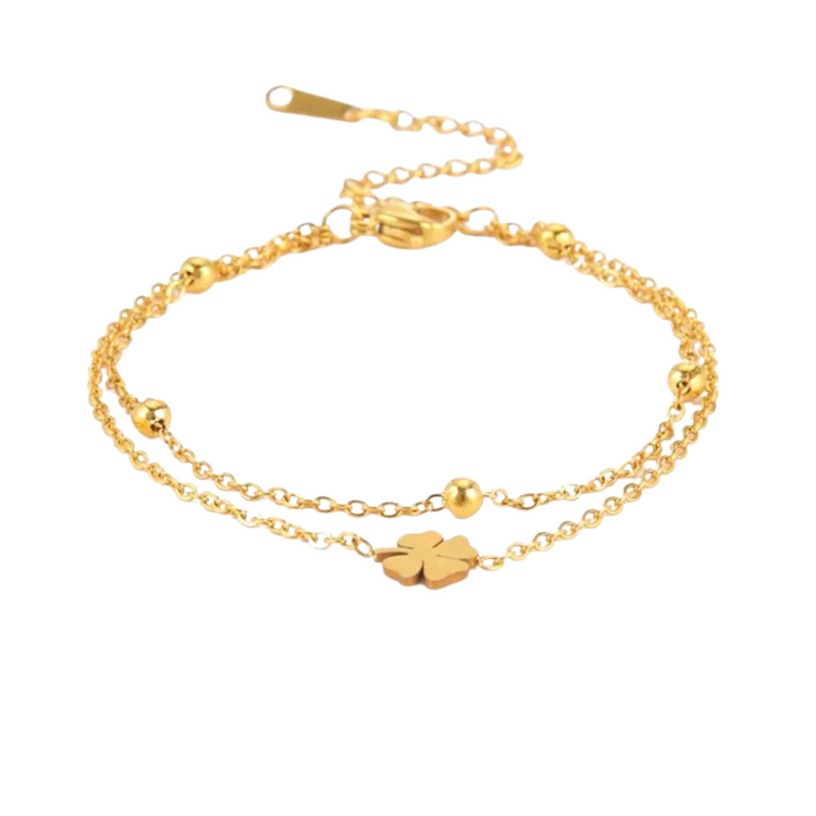 Four Leaf Clover Good Luck Anklet (Gold/Silver)