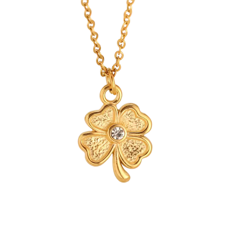 Four Leaf Clover Necklace w/ Cubic ZIrcon